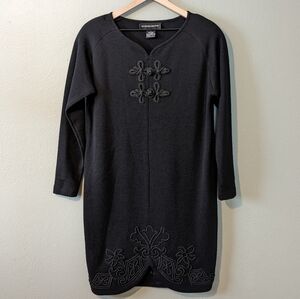 Vintage Andrea Jovine black wool new age modern cocktail dress